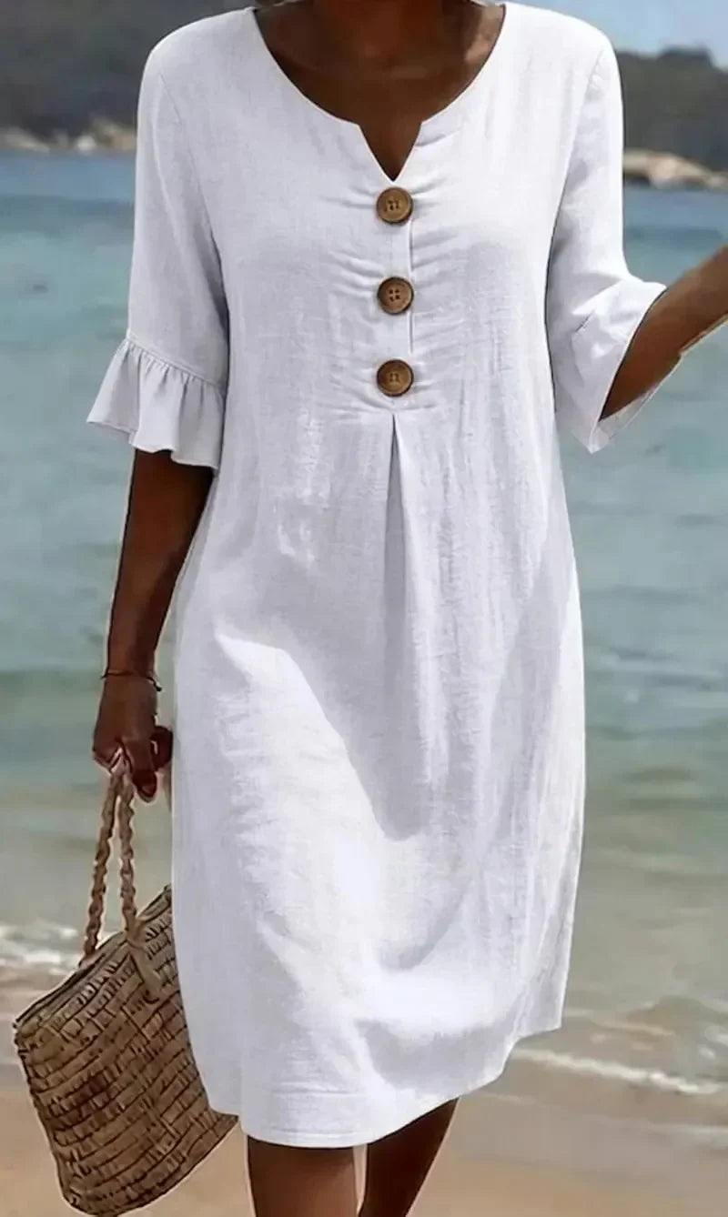 Kara - Women's Mini Dress with Buttons