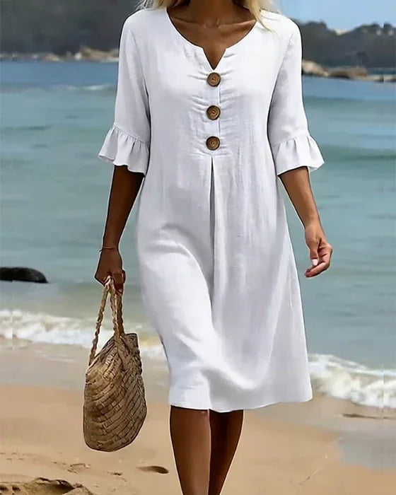 Kara - Women's Mini Dress with Buttons