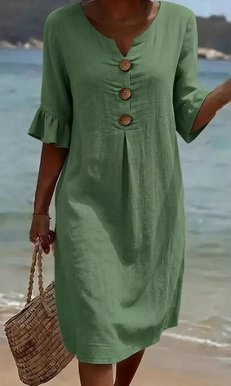 Kara - Women's Mini Dress with Buttons