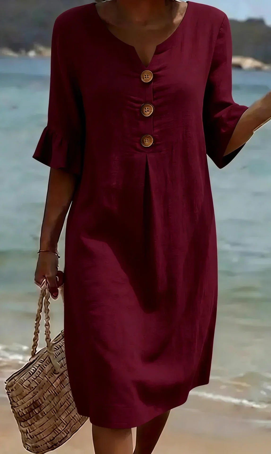Kara - Women's Mini Dress with Buttons