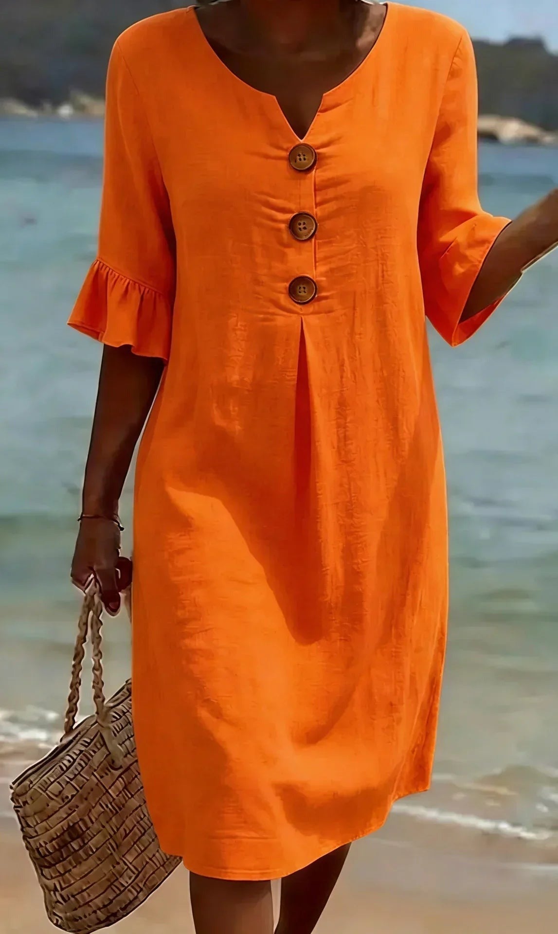 Kara - Women's Mini Dress with Buttons