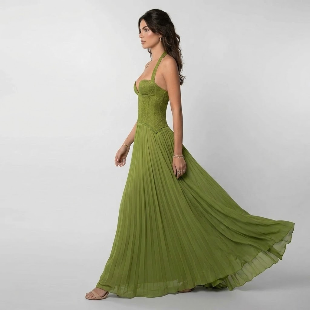 Winsome - Women's Flowing Maxi Dress with Pleats - photo 3
