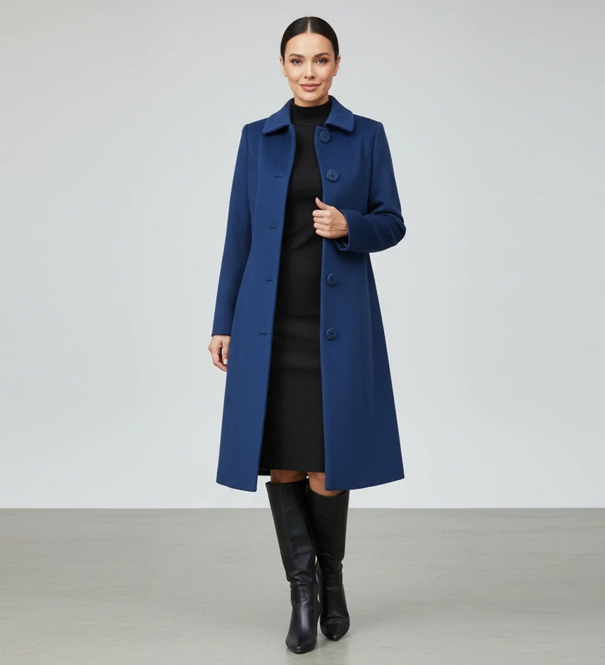 Women's Single Breasted A Line Winter Coat with Buttons - photo 8