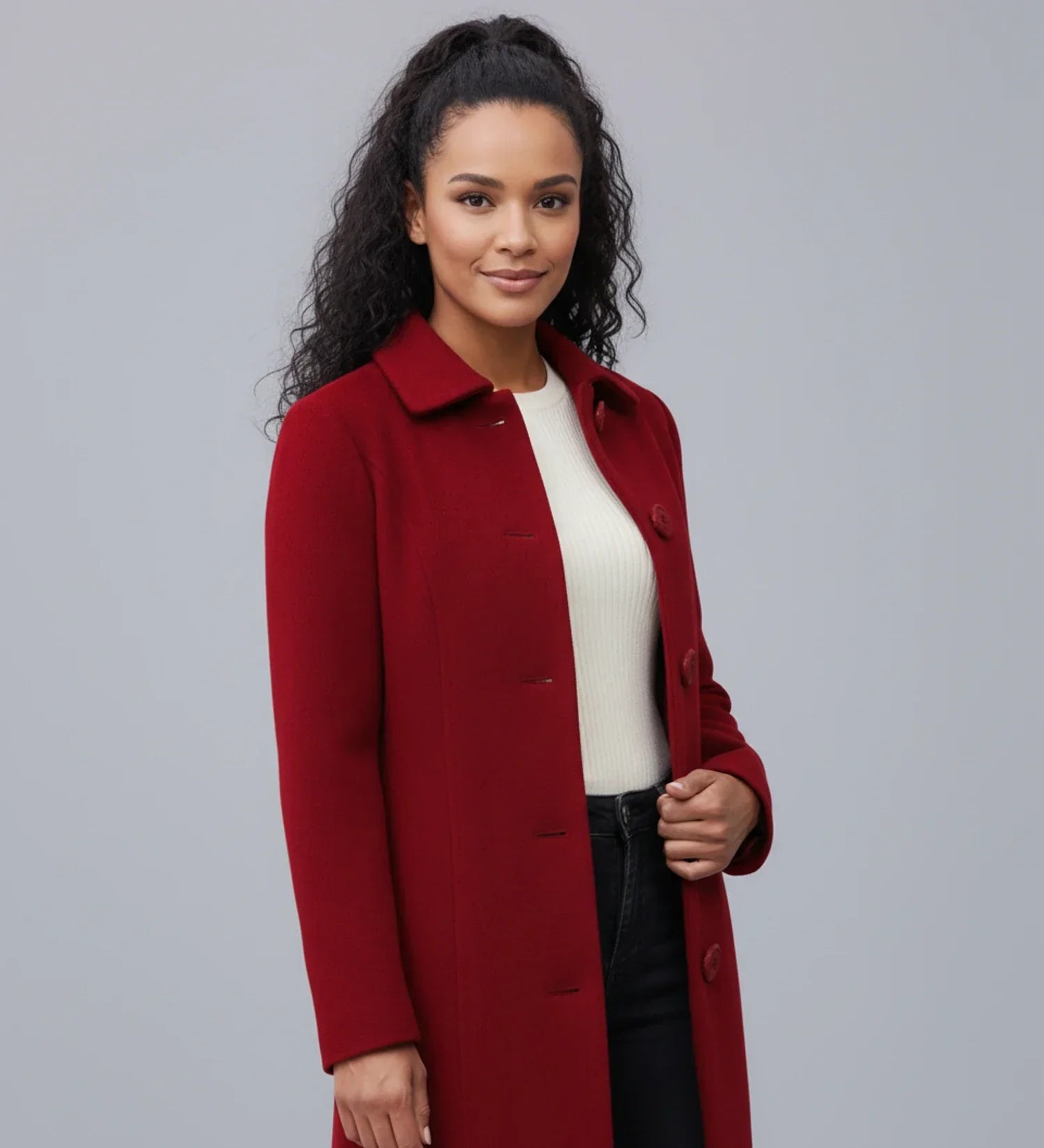 Ladies' Winter Trench Coat with Single Breasted Design