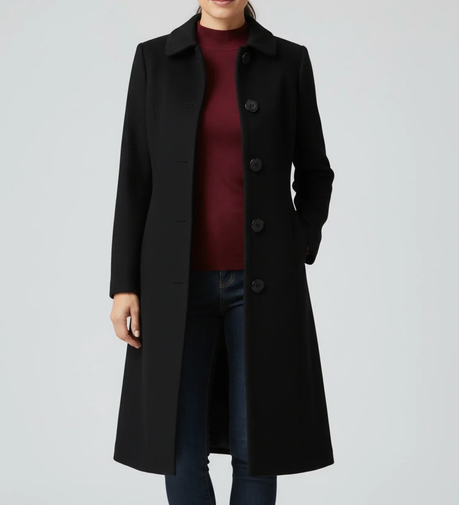 Ladies' Winter Trench Coat with Single Breasted Design