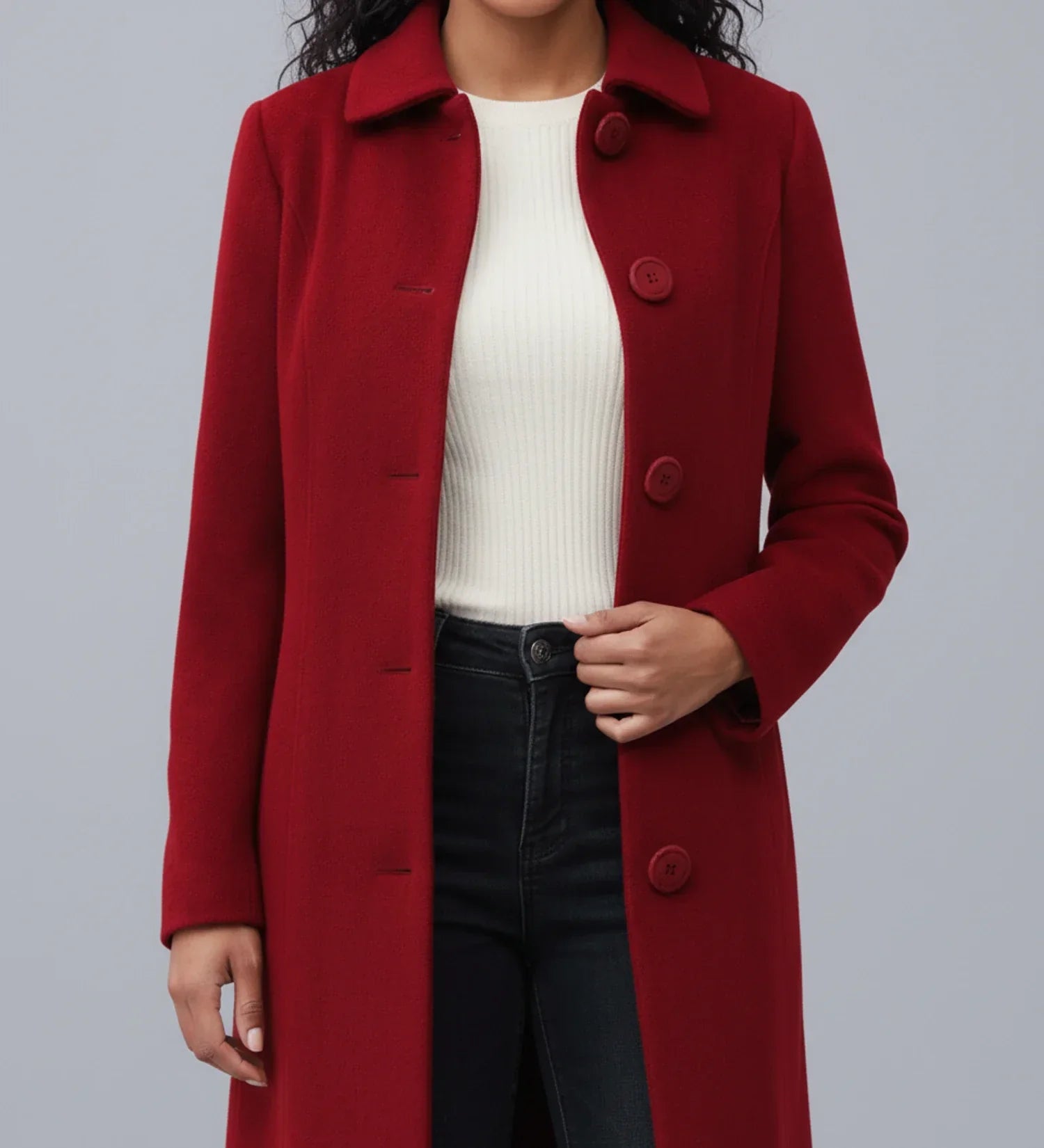 Ladies' Winter Trench Coat with Single Breasted Design