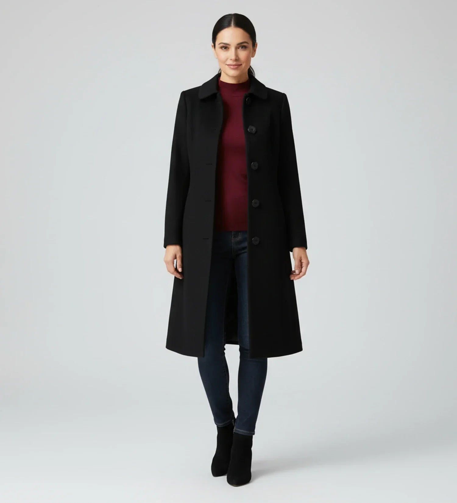 Ladies' Winter Trench Coat with Single Breasted Design