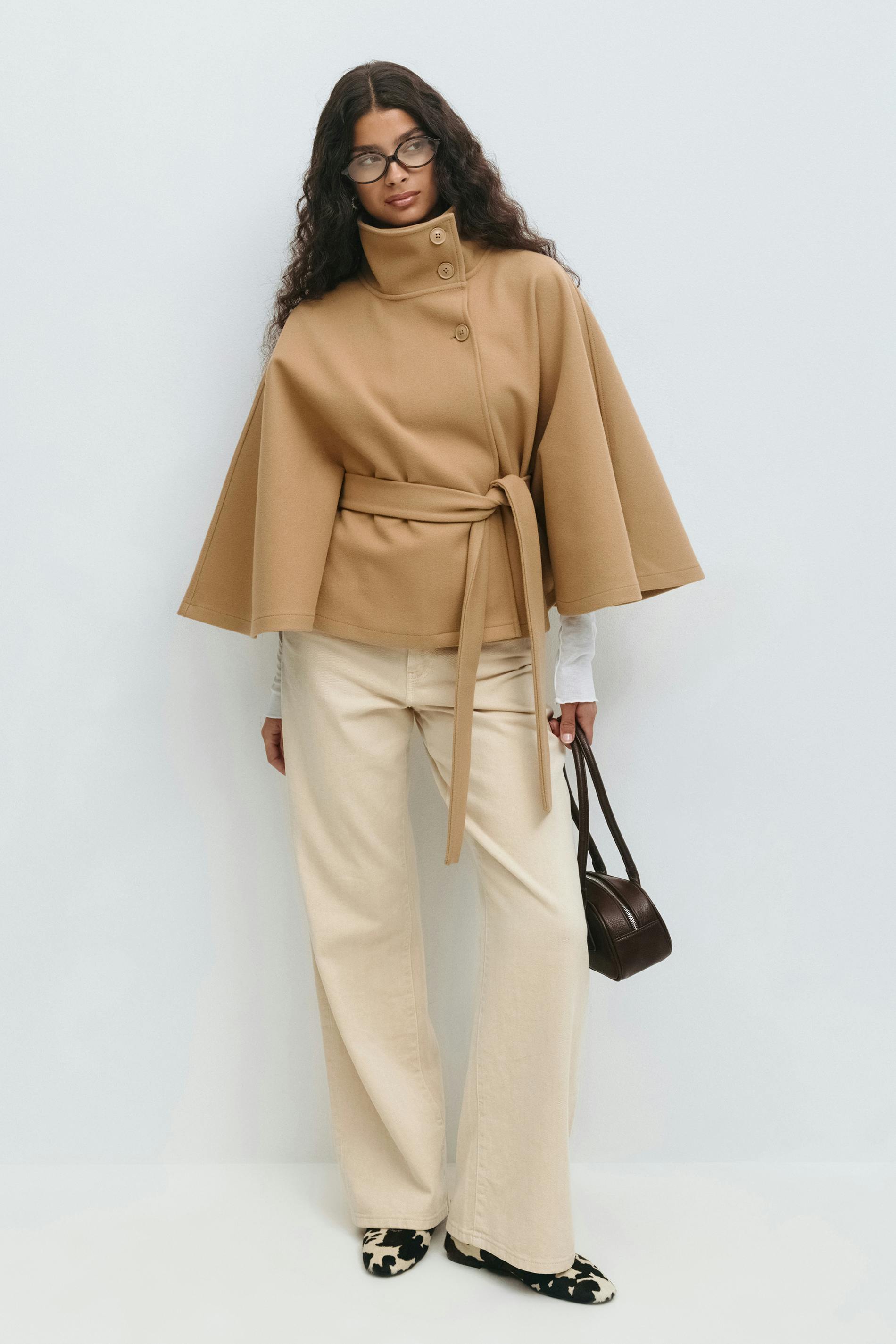 Women's Belted Cape with High Collar - photo 10