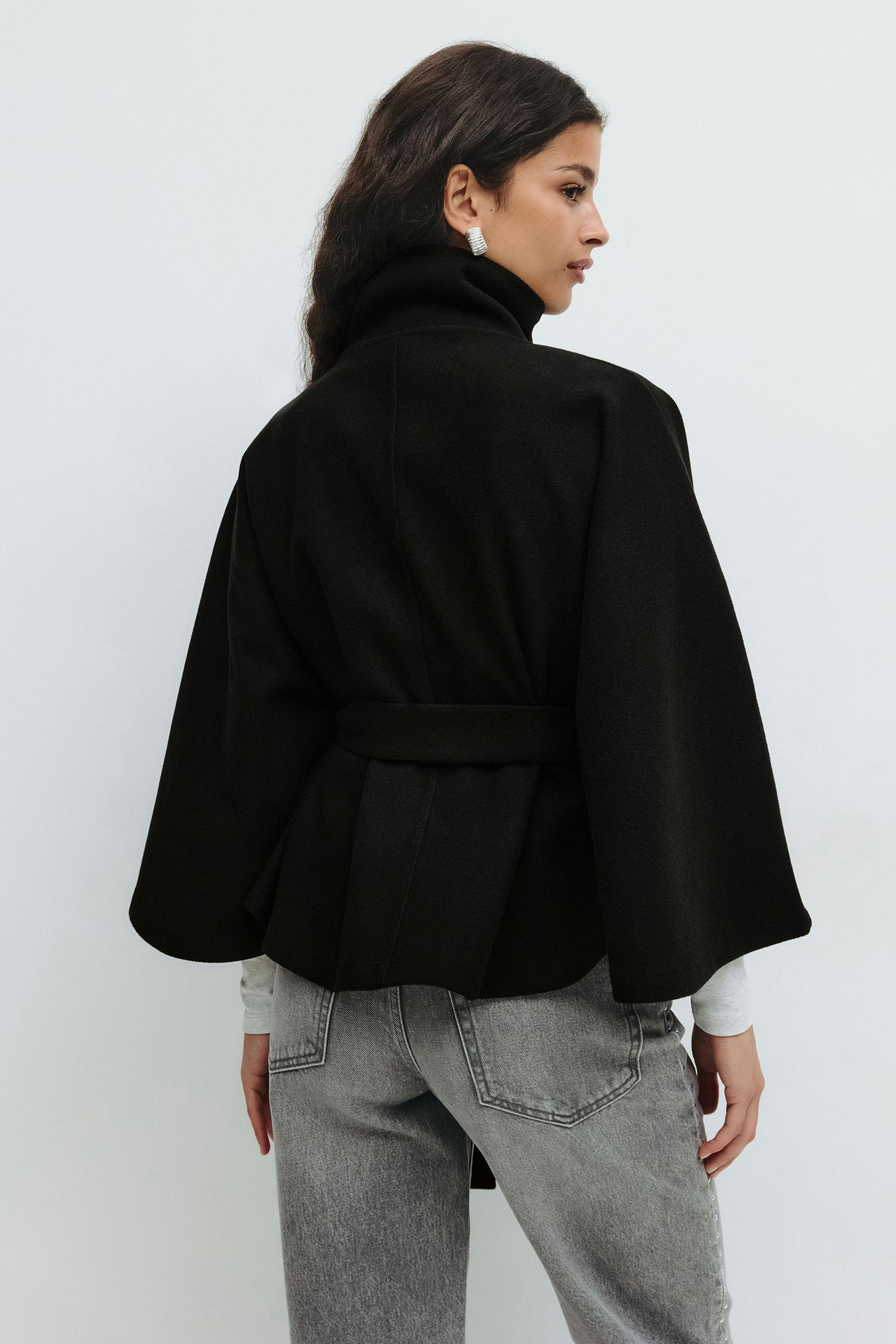 Women's Belted Cape with High Collar - photo 12