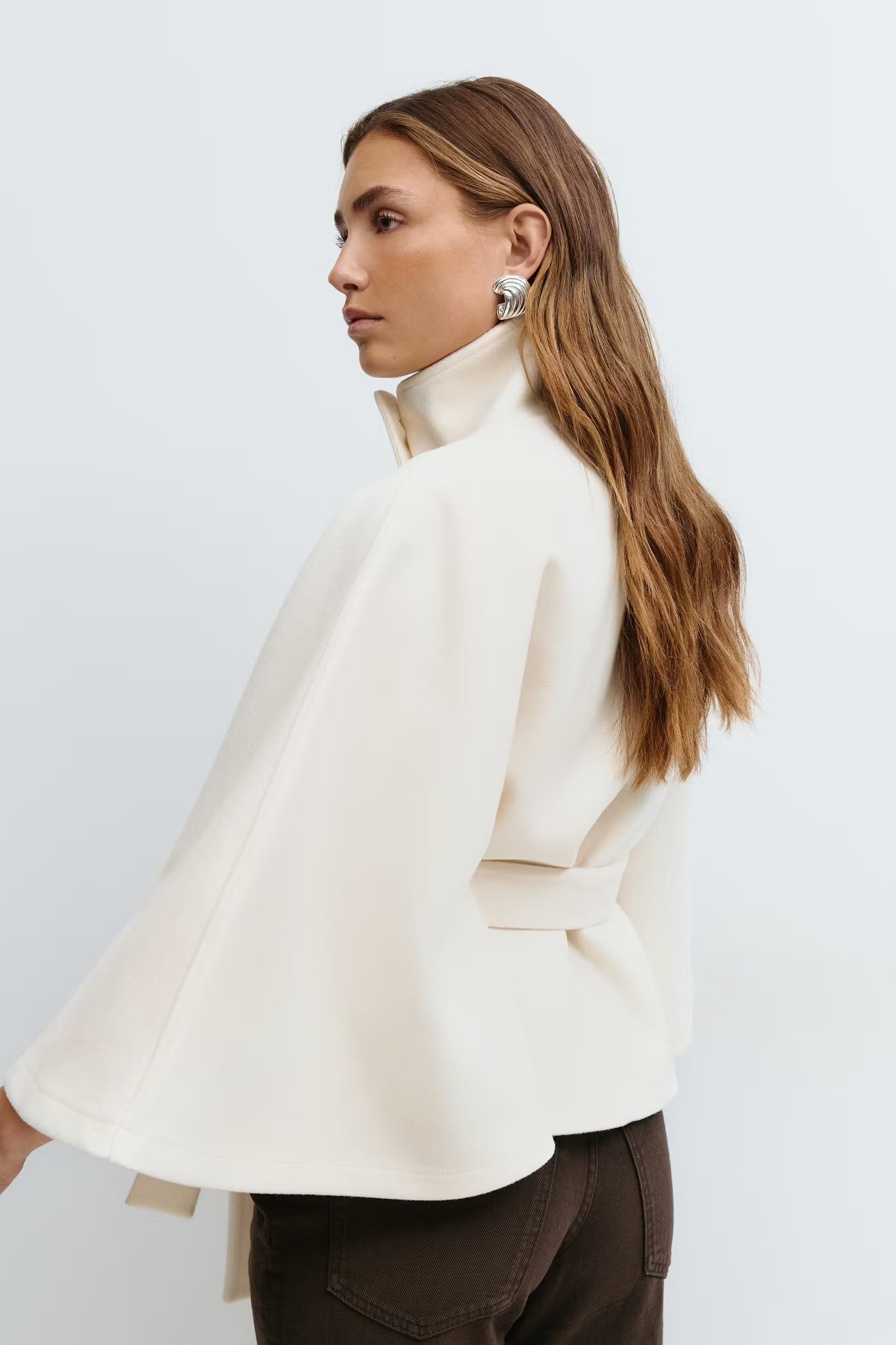 Women's Belted Cape with High Collar - photo 3