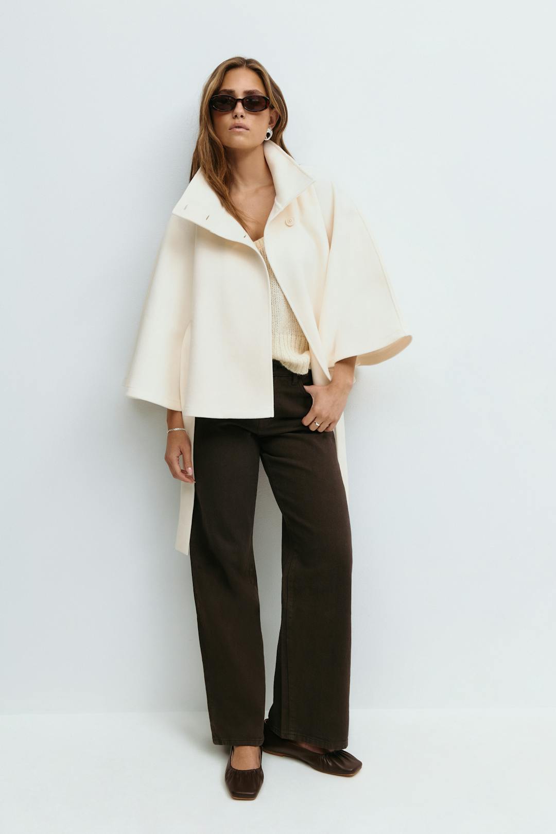 Women's Belted Cape with High Collar - photo 4