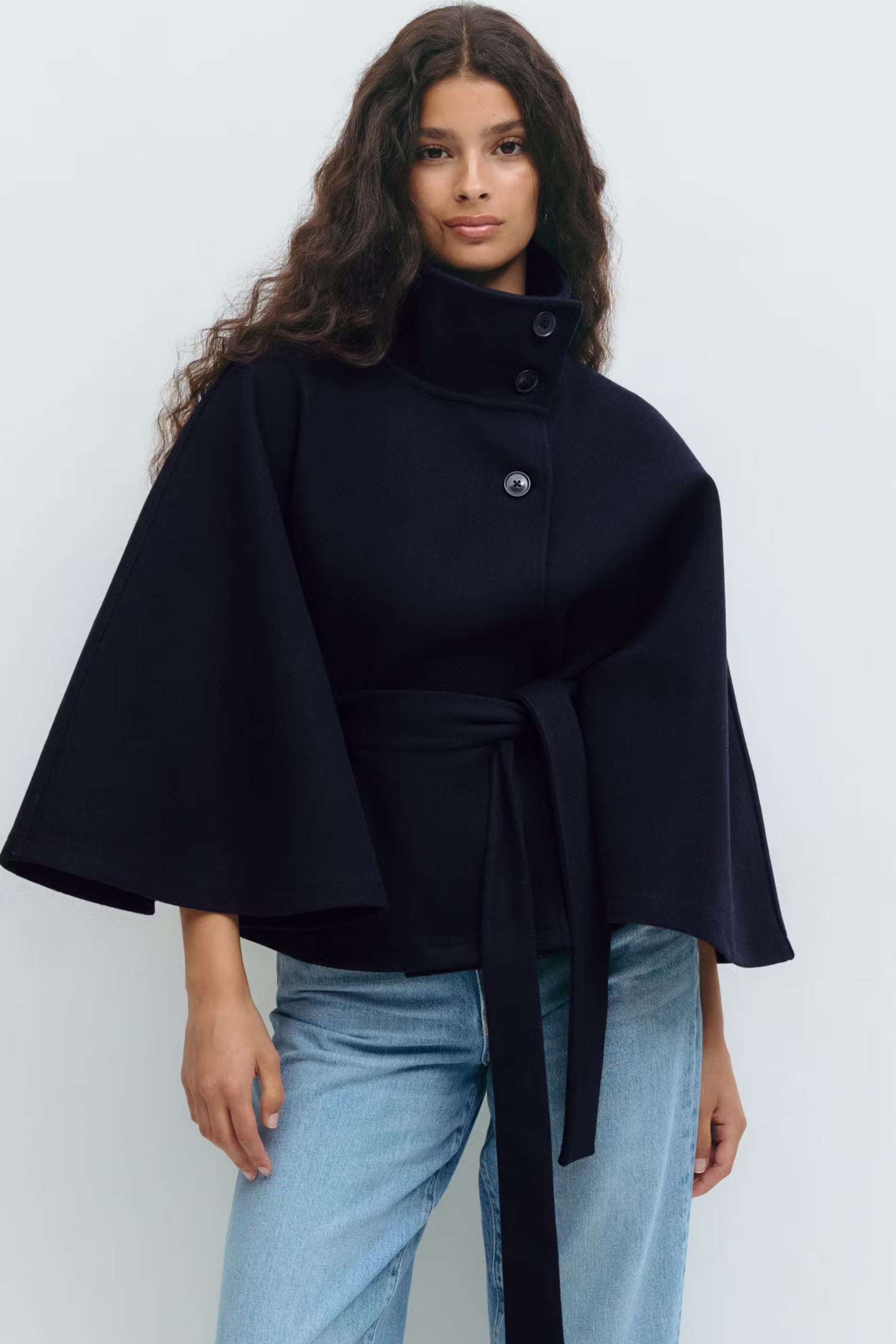 Women's Belted Cape with High Collar - photo 5