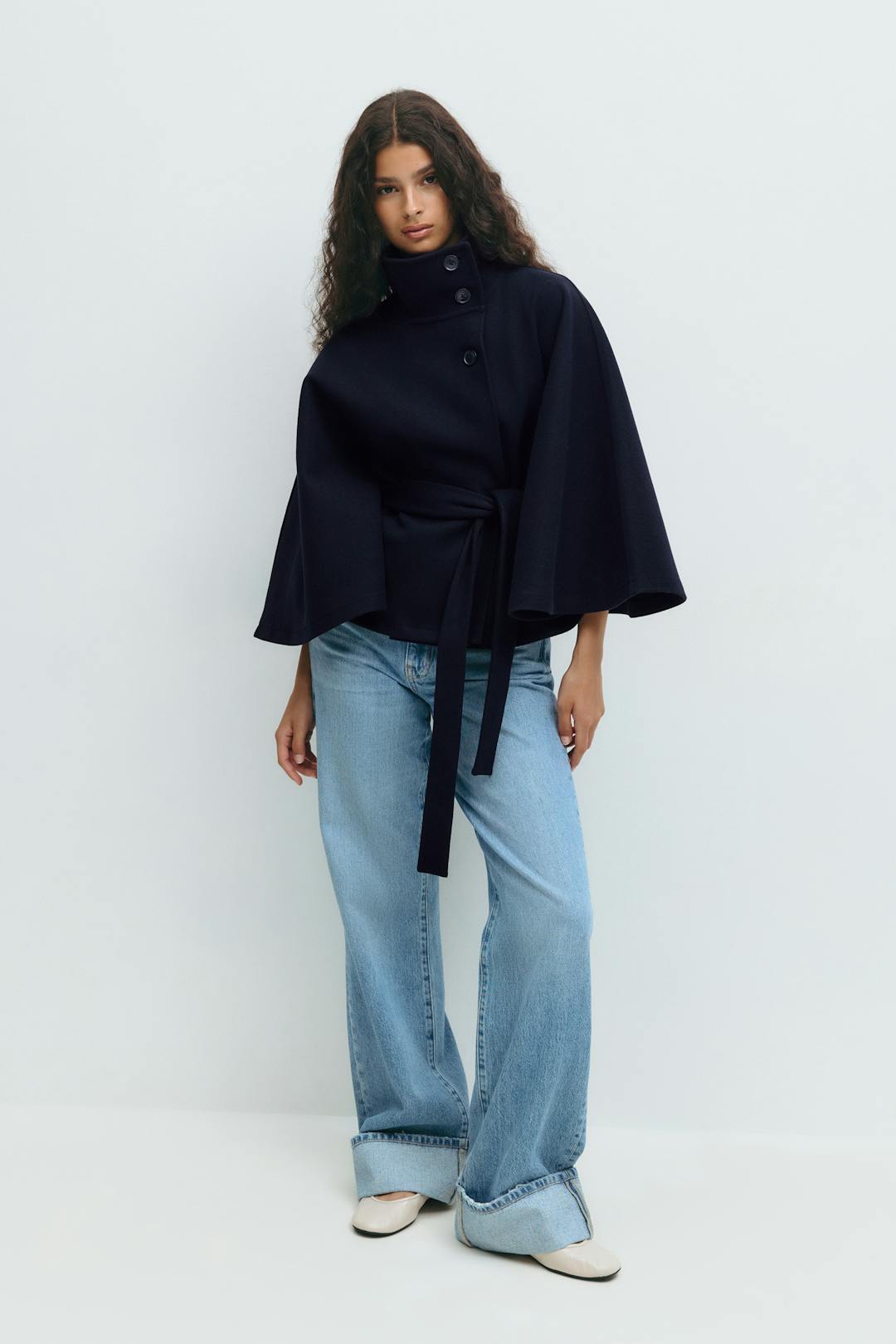 Women's Belted Cape with High Collar - photo 7