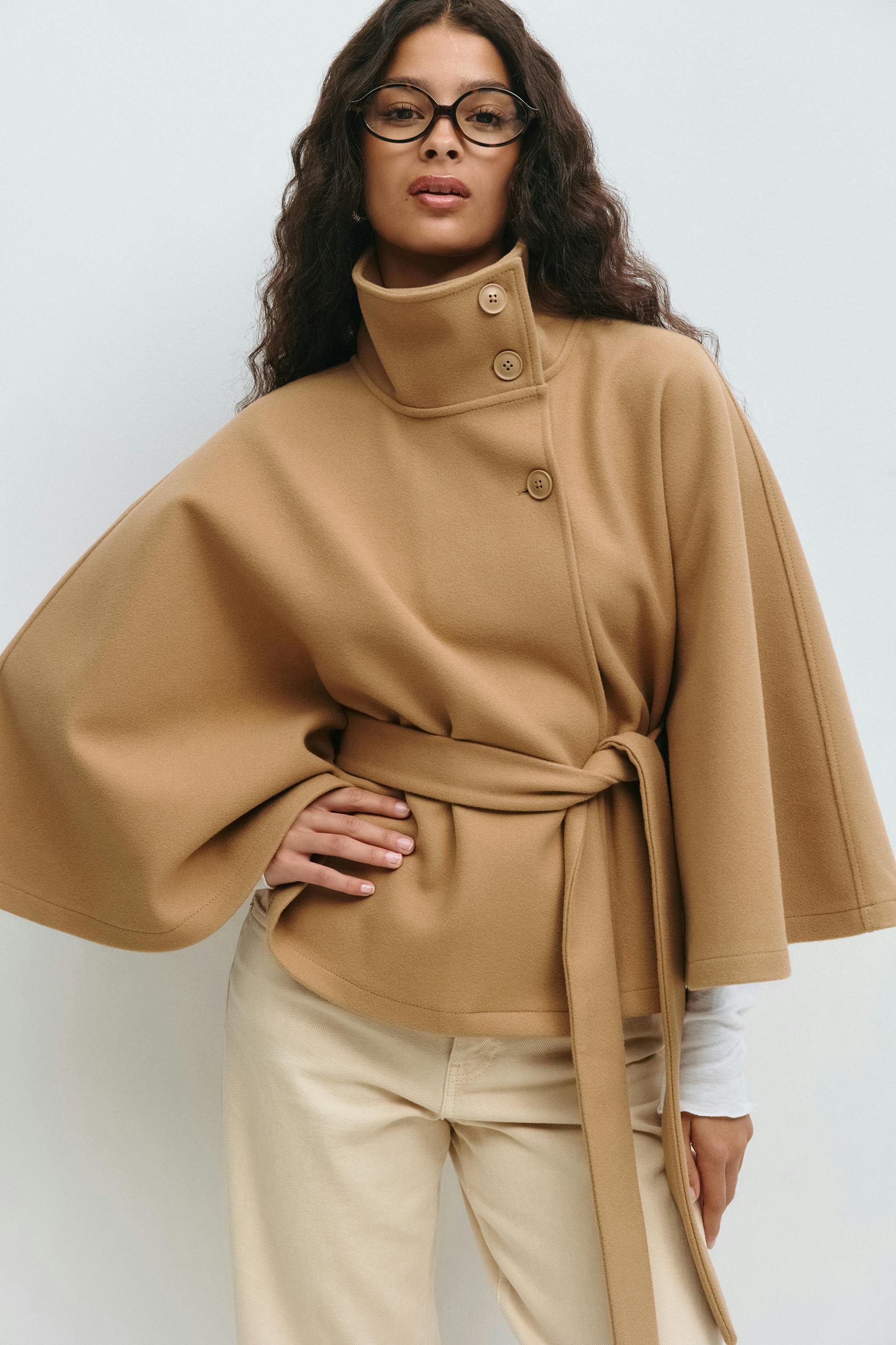 Women's Belted Cape with High Collar - photo 8