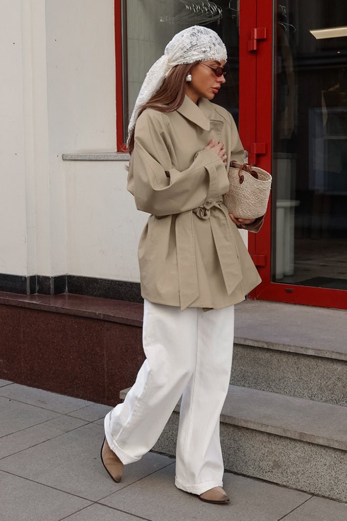 Josie - Trench coat da donna avvolgente con cintura e colletto a punta