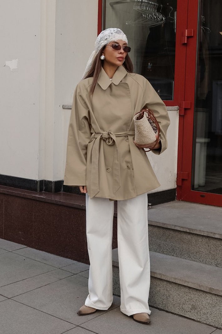 Josie - Trench coat da donna avvolgente con cintura e colletto a punta