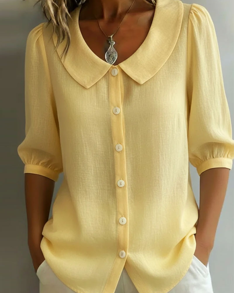 Opal - Women's Blouse with Peter Pan Collar 3/4 Sleeve - photo 2