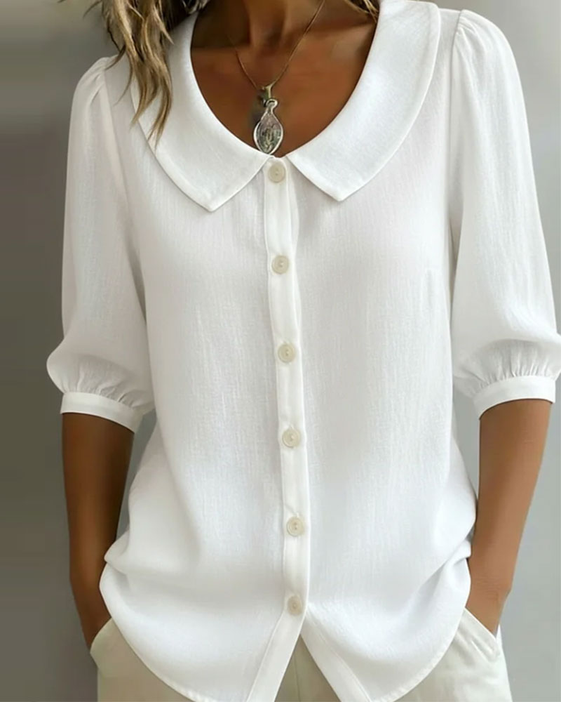 Opal - Women's Blouse with Peter Pan Collar 3/4 Sleeve - photo 3