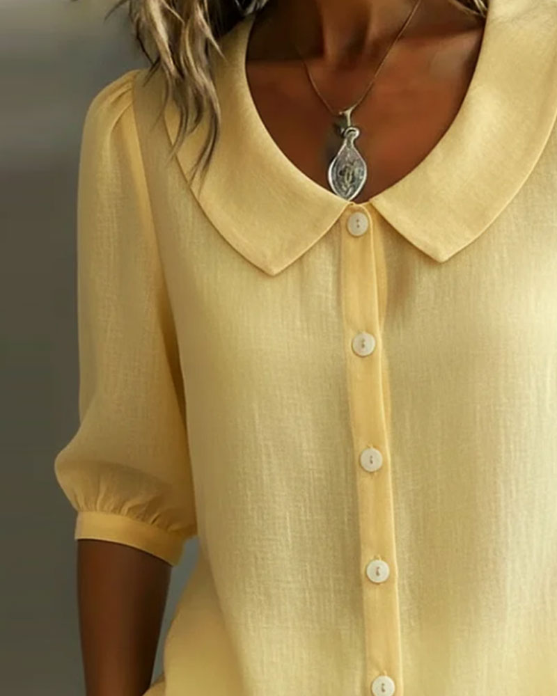 Opal - Women's Blouse with Peter Pan Collar 3/4 Sleeve - photo 6