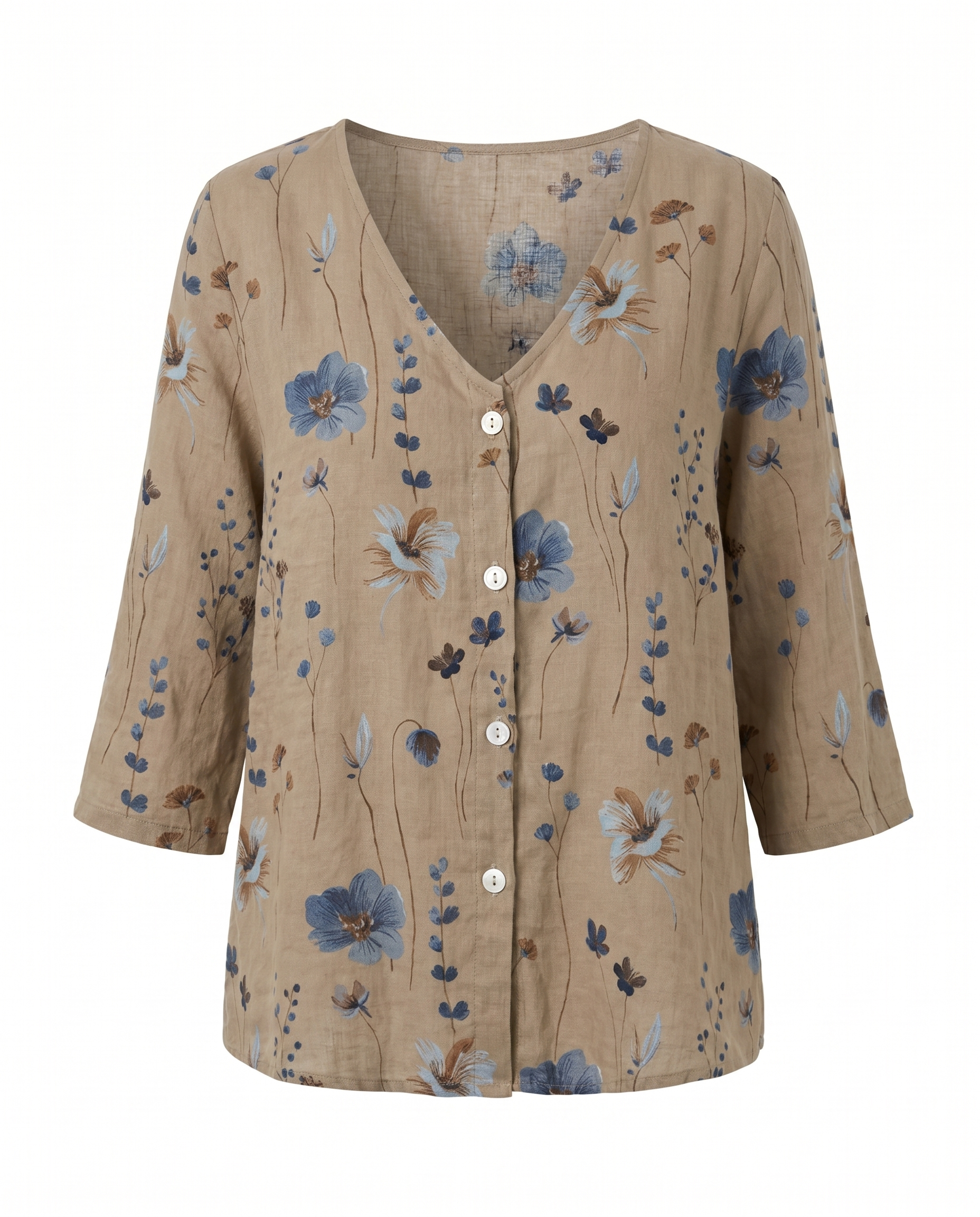 Women's Floral Blouse with Three-Quarter Sleeves - photo 6