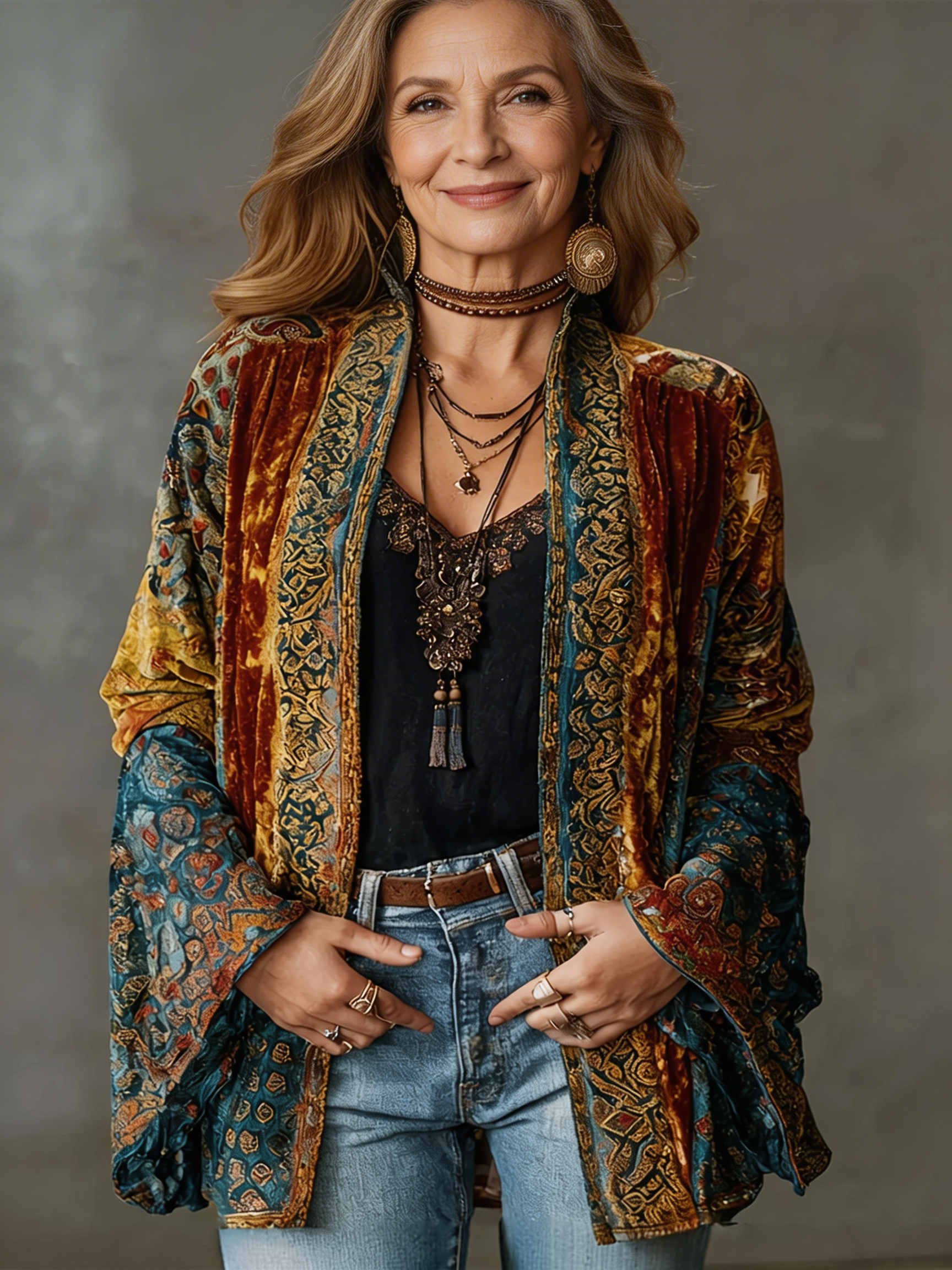 Odessa - Women's Cardigan with Bohemian Kimono and Artistic Motifs - photo 1