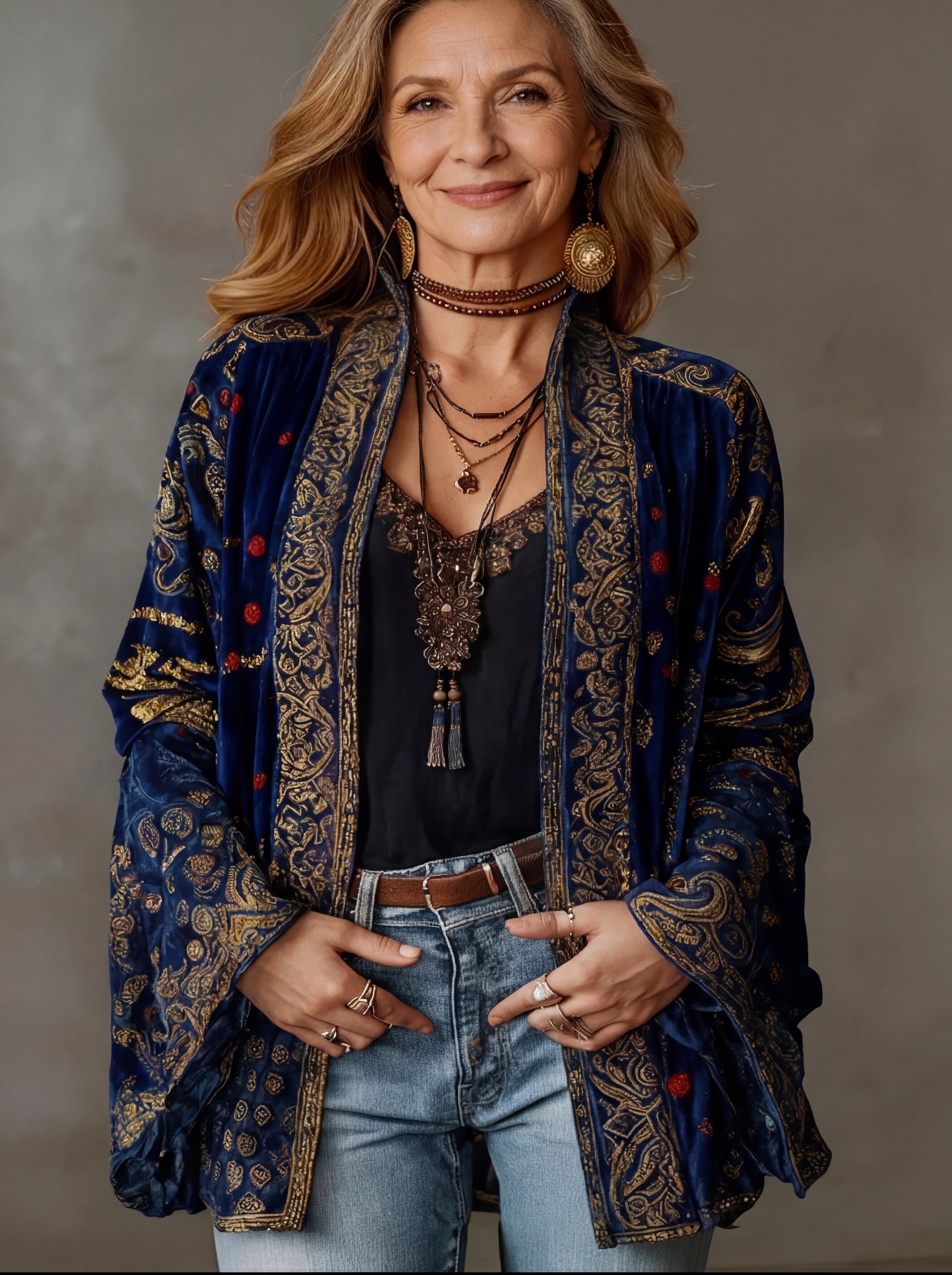 Odessa - Women's Cardigan with Bohemian Kimono and Artistic Motifs - photo 3