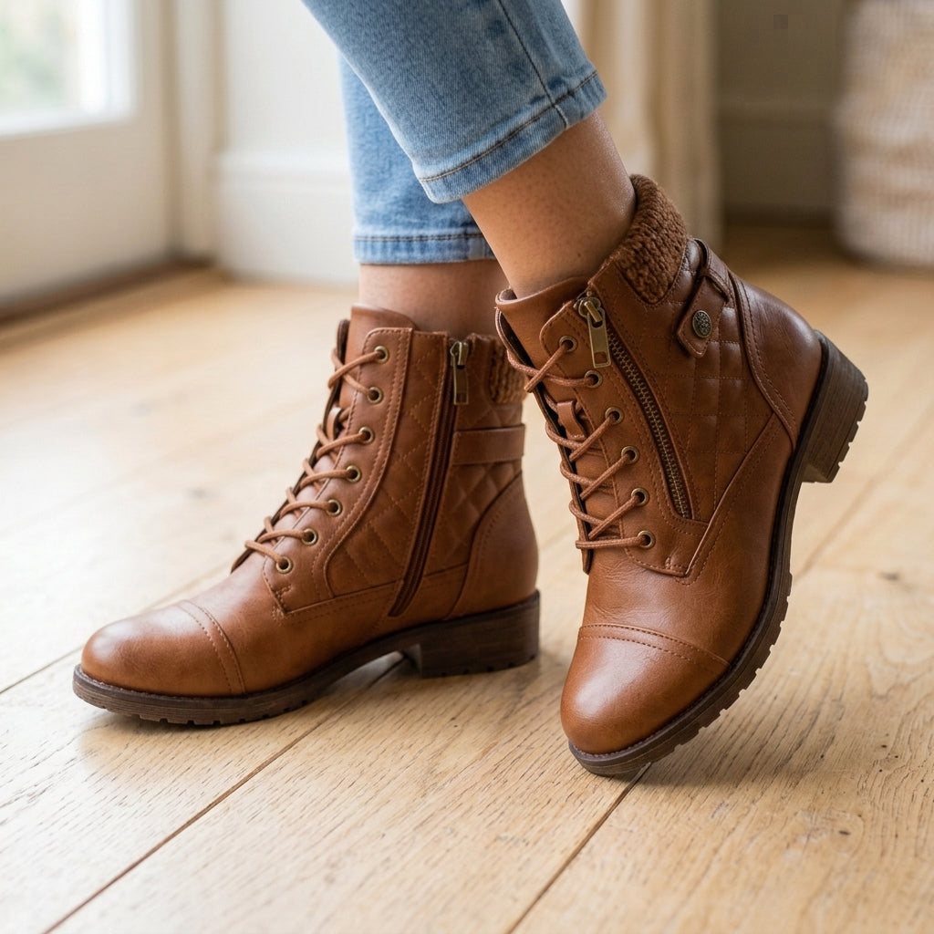 Women's Boots Quilted Lace-Up Ankle