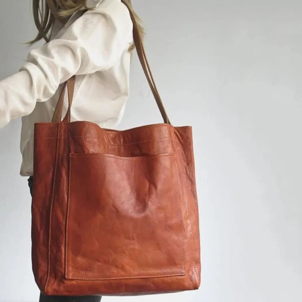 Delwyn - Women's Leather Tote Bag with Magnetic Closure