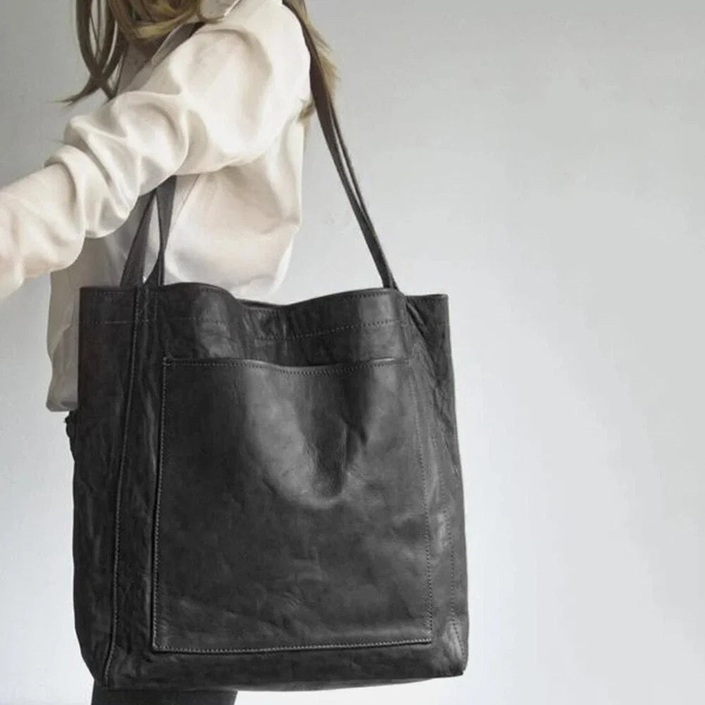 Delwyn - Women's Leather Tote Bag with Magnetic Closure