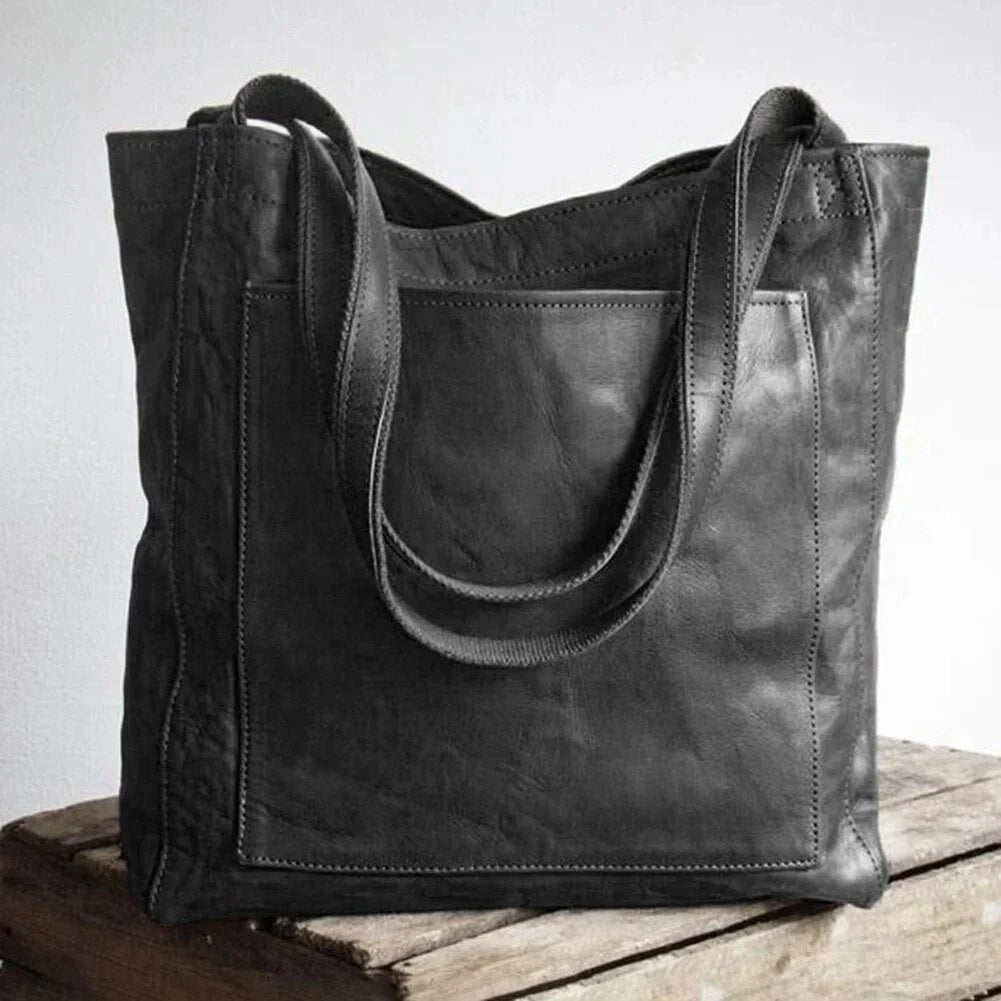Delwyn - Women's Leather Tote Bag with Magnetic Closure