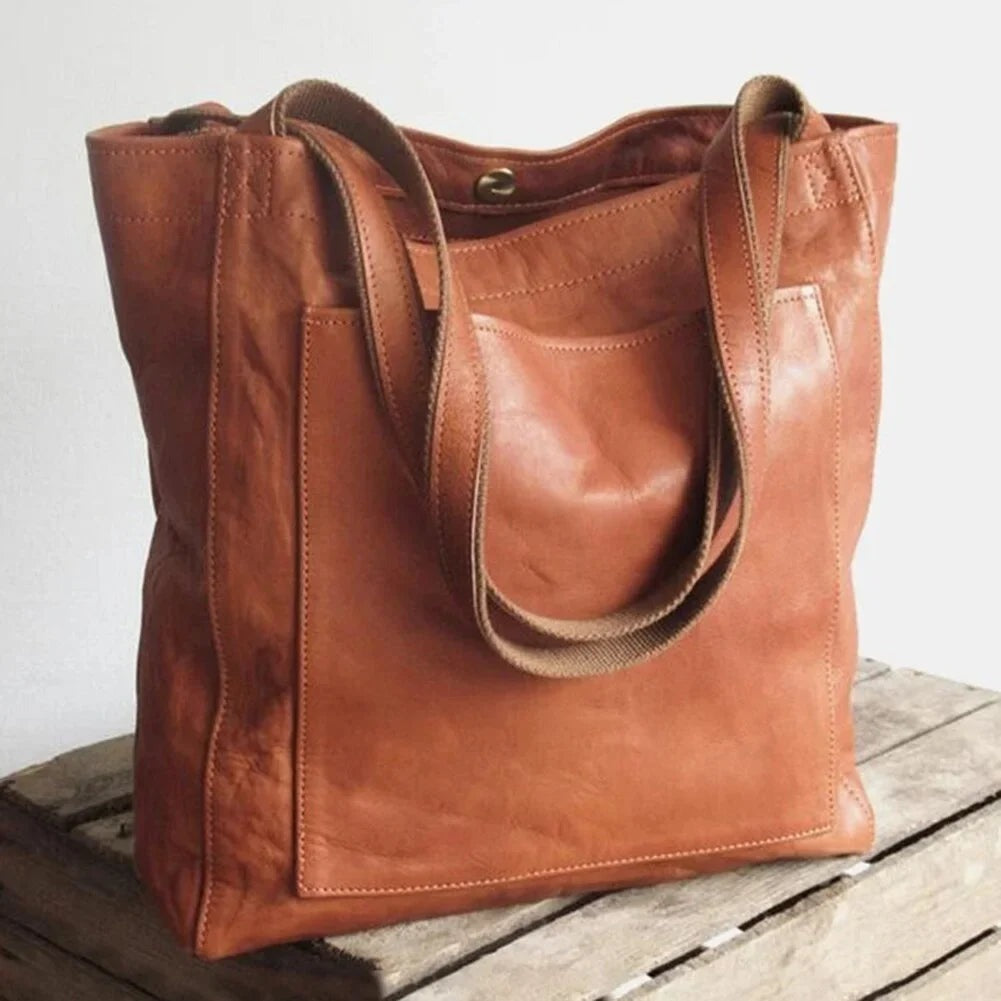 Delwyn - Women's Leather Tote Bag with Magnetic Closure