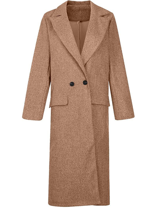 Women's Oversized Longline Coat with a Button Front and Pockets