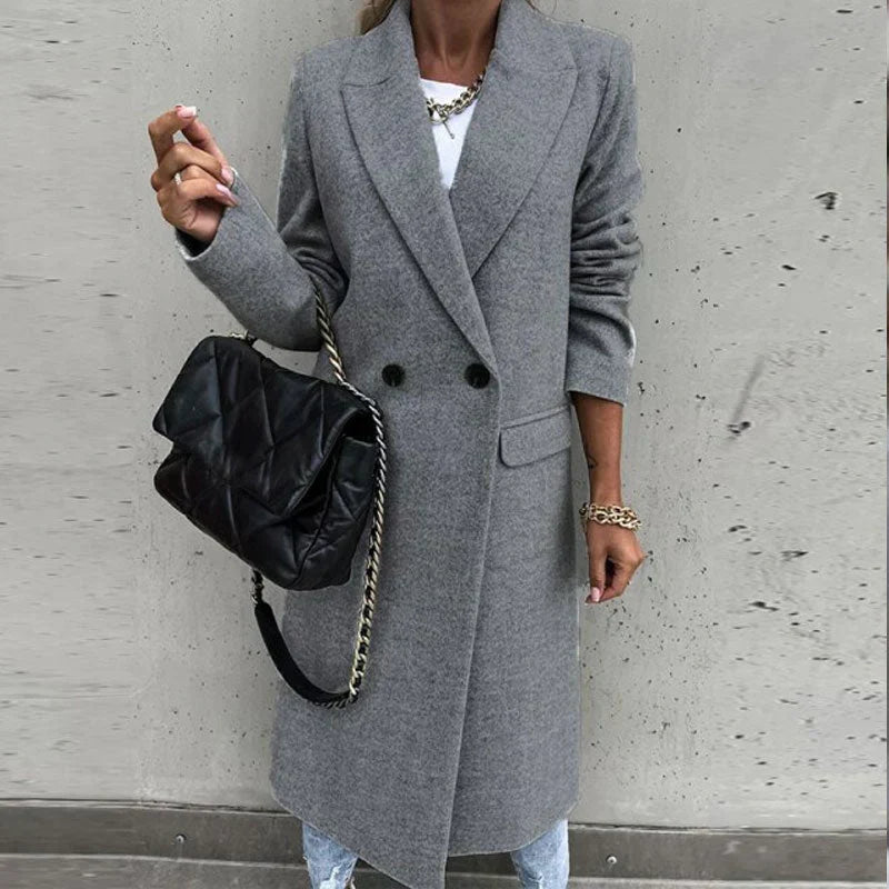 Women's Oversized Longline Coat with a Button Front and Pockets – view 11