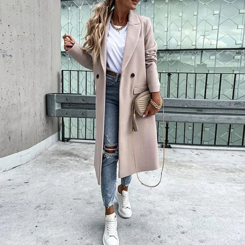 Women's Oversized Longline Coat with a Button Front and Pockets – view 16