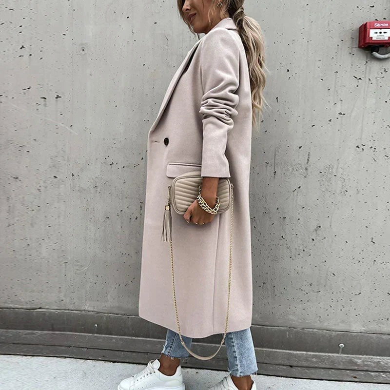 Women's Oversized Longline Coat with a Button Front and Pockets – view 17