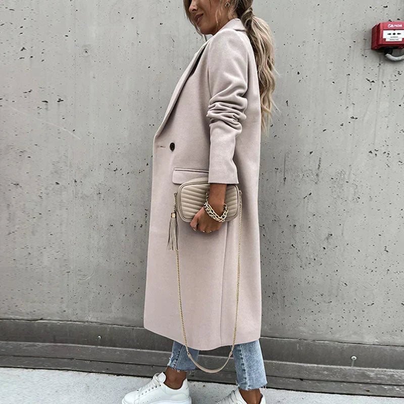 Women's Oversized Longline Coat with a Button Front and Pockets – view 17