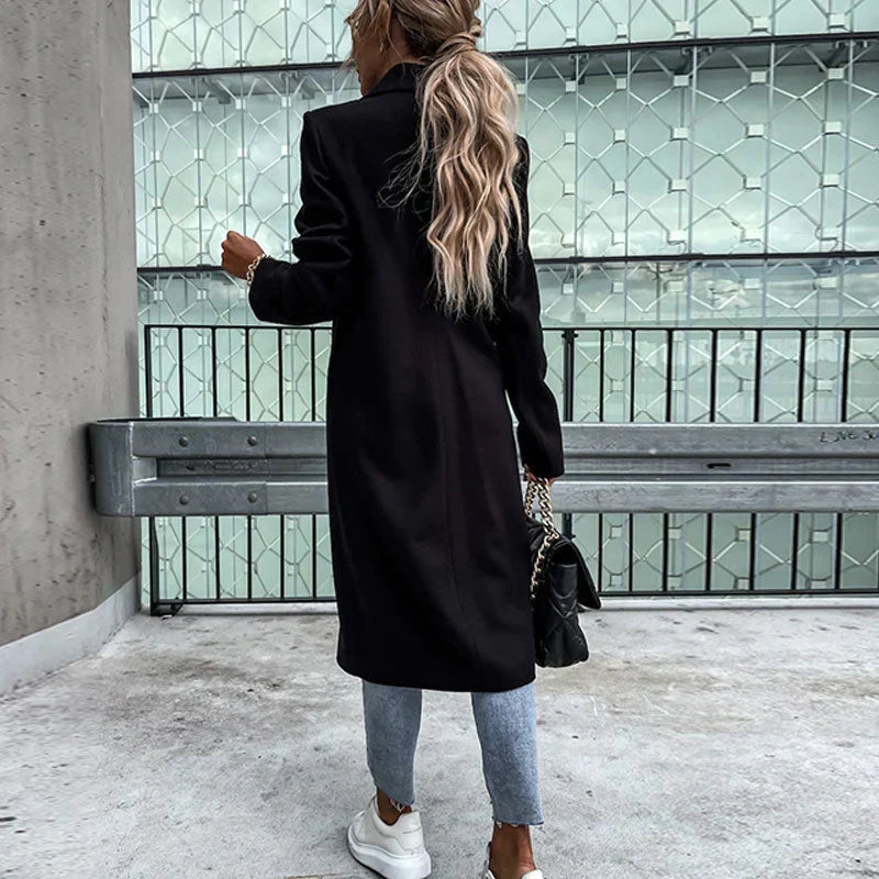 Women's Oversized Longline Coat with a Button Front and Pockets – view 20