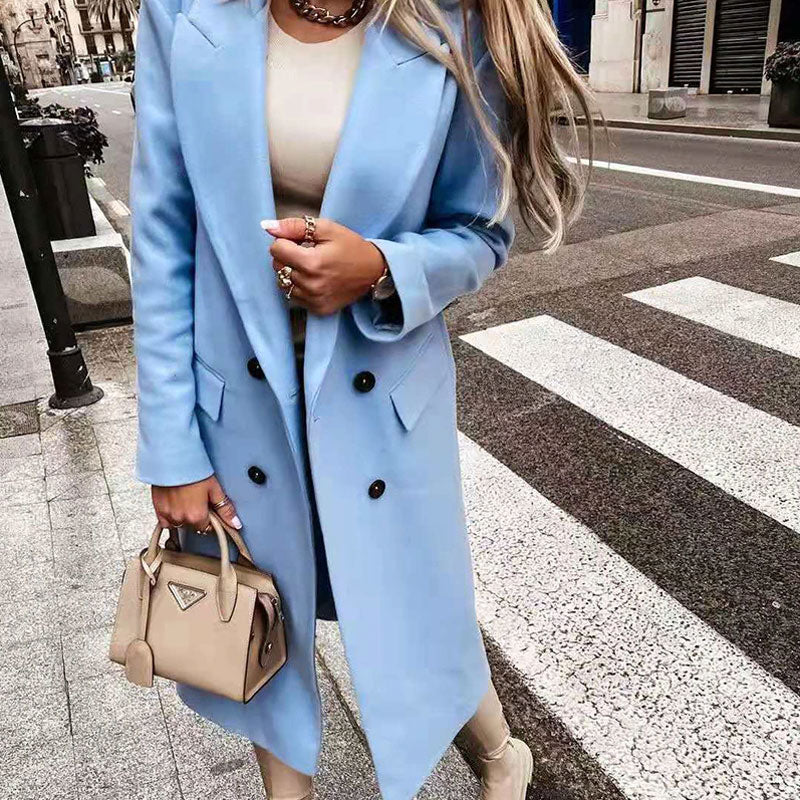 Women's Oversized Longline Coat with a Button Front and Pockets – view 3