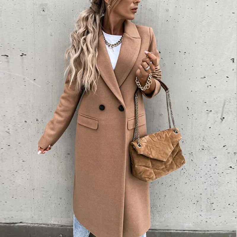 Women's Oversized Longline Coat with a Button Front and Pockets – view 7
