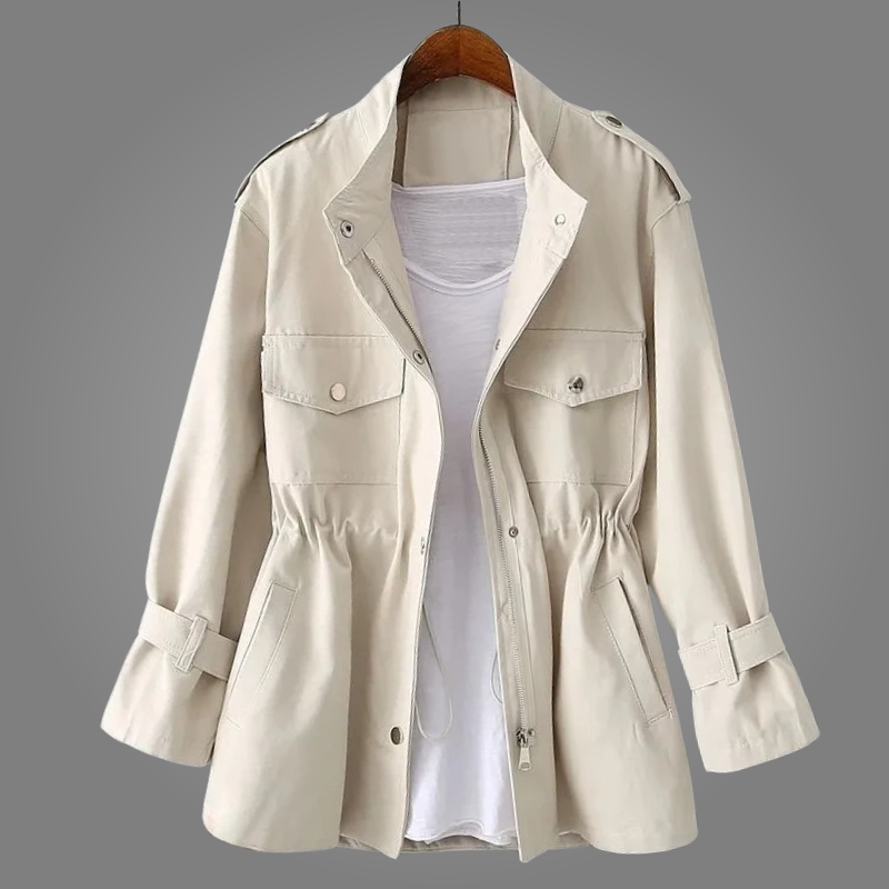 Women's Button-Up Utility Jacket - Cream