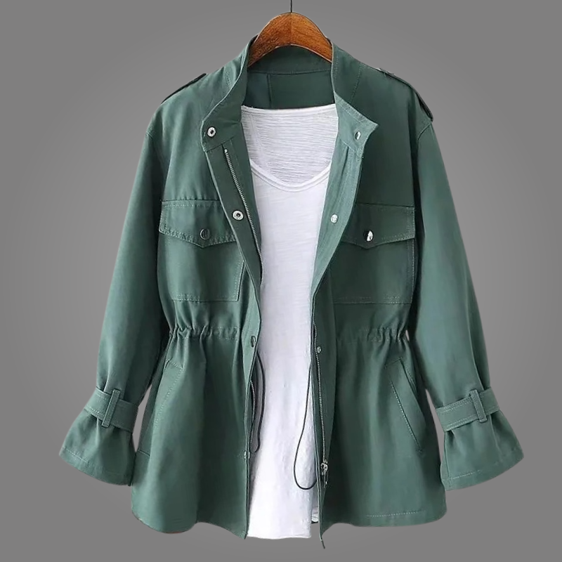 Women's Button-Up Utility Jacket - Green