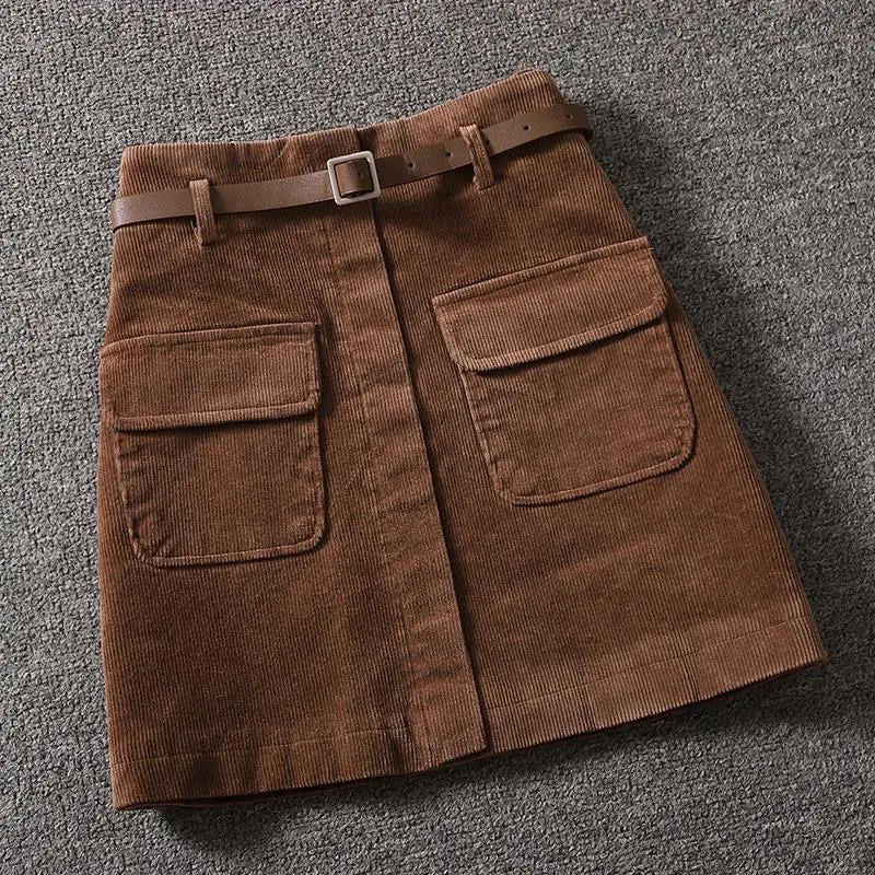Women's Cecilia - Mini Skirt in Ribbed Velvet Pocket