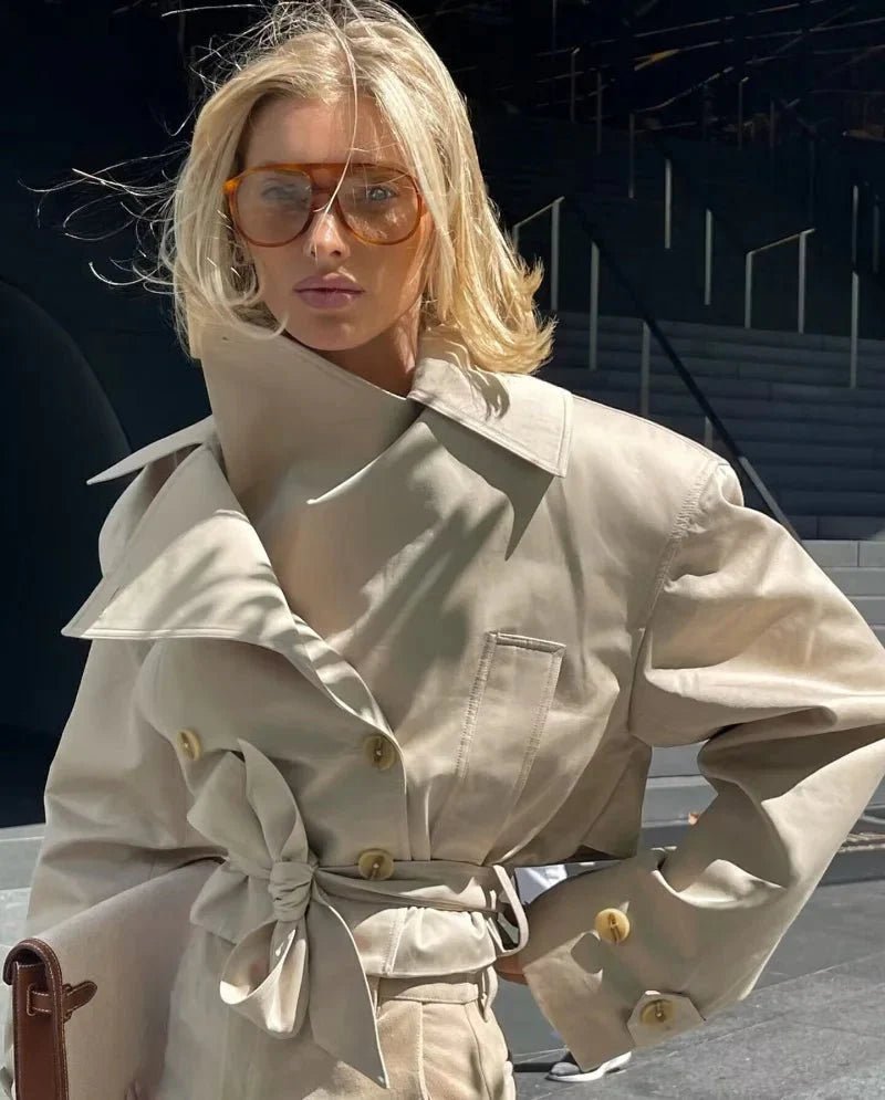Louise - Trench coat classico da donna con cintura e colletto con revers