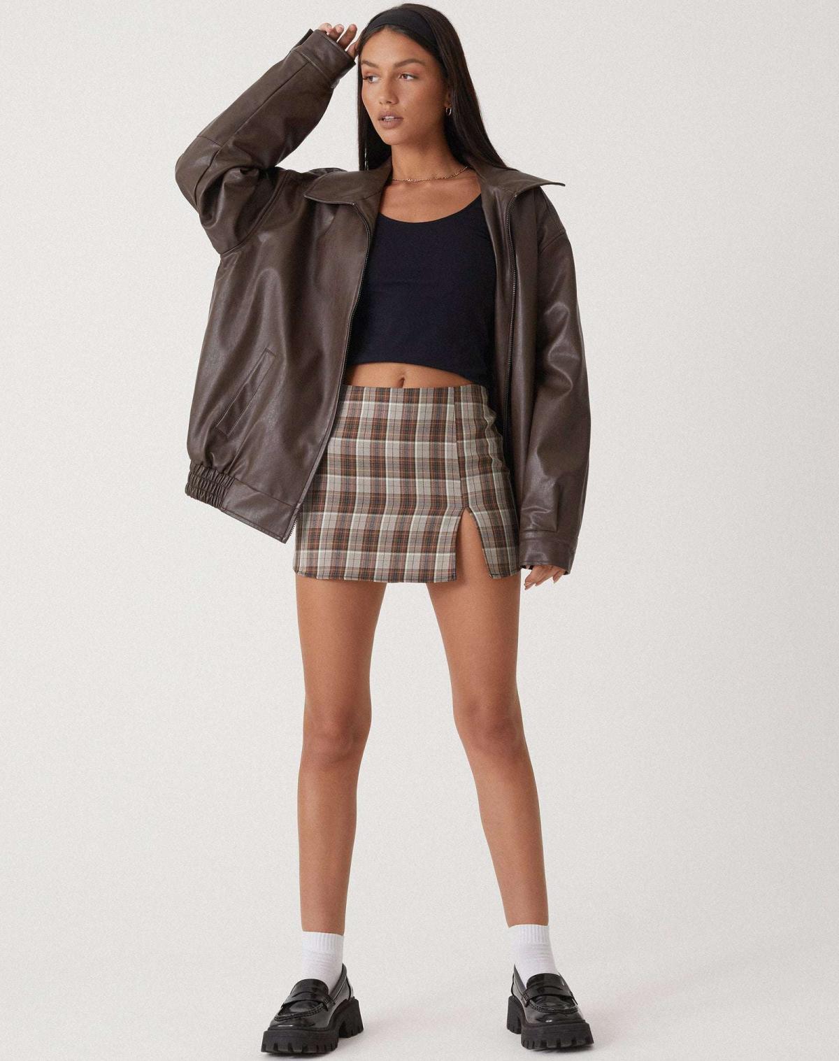Veste Bomber Oversize Femme en Similicuir Vintage
