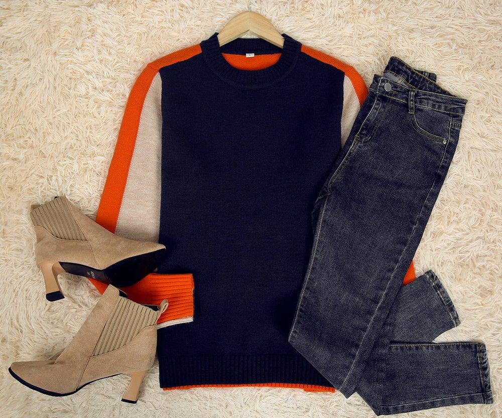 Women's Contrast Sleeve Knit Sweater - photo 9