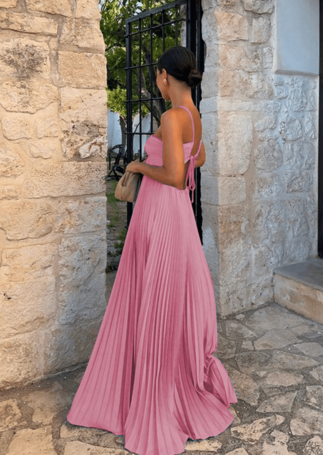 Jodie - Women's Chiffon Wedding Guest Maxi Dress with Halter Neck