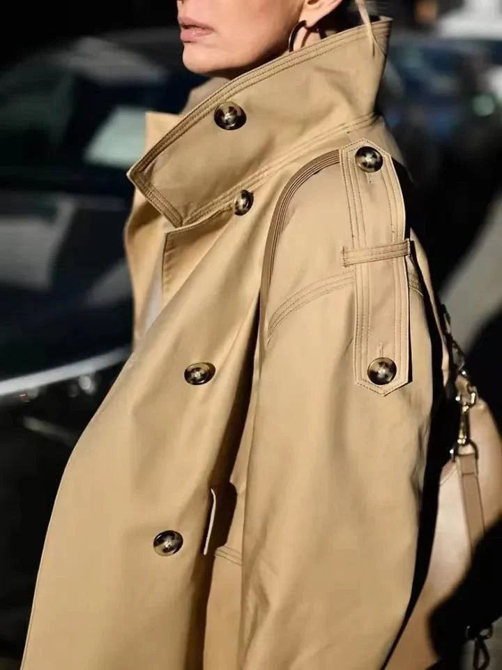 Cassie - Trench corto da donna con collo rialzato