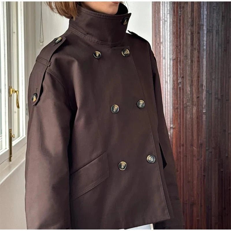 Cassie - Trench corto da donna con collo rialzato