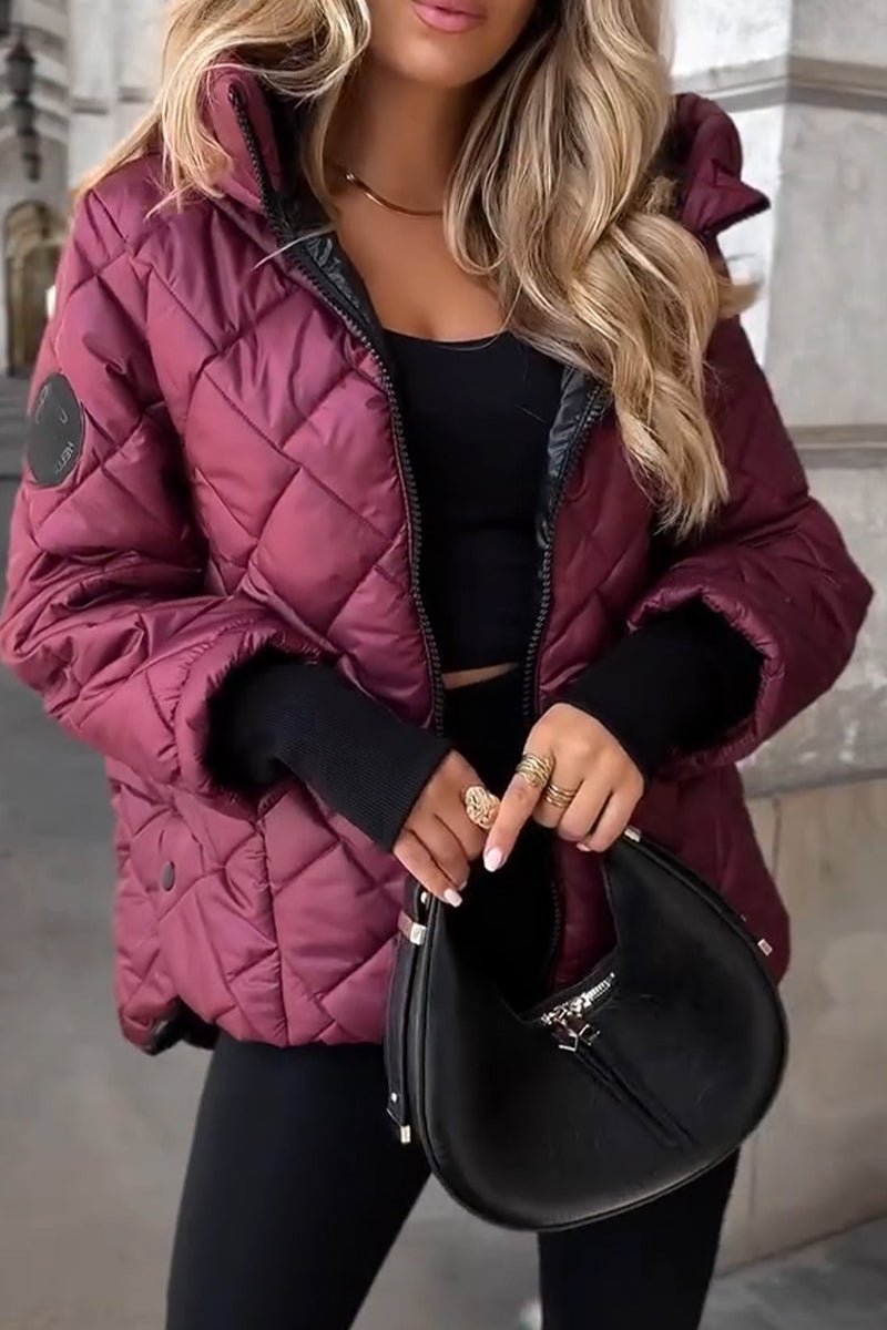 Women's Quilted Zip Jacket with Ribbed Cuffs