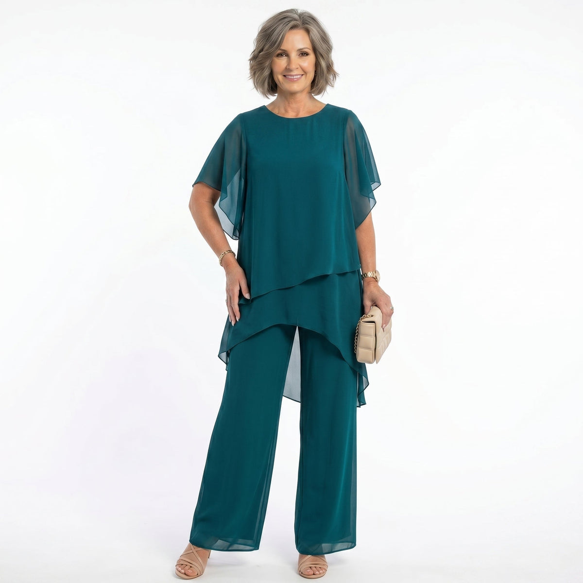 Elegant Women's Ceremony Outfit with Asymmetrical Tunic – view 2